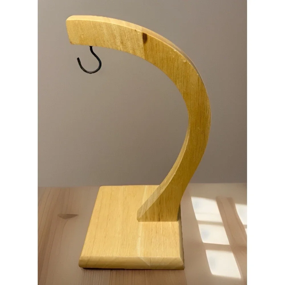 Minimalist Bamboo Blonde Wood Banana Hanger Holder Countertop Hook Stand
